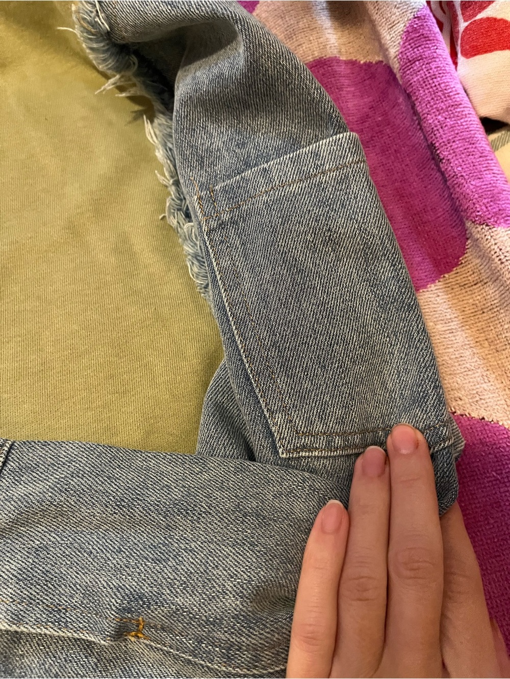 Denim Sleeve Mixed Media Sweatshirt - Picture 6 of 12